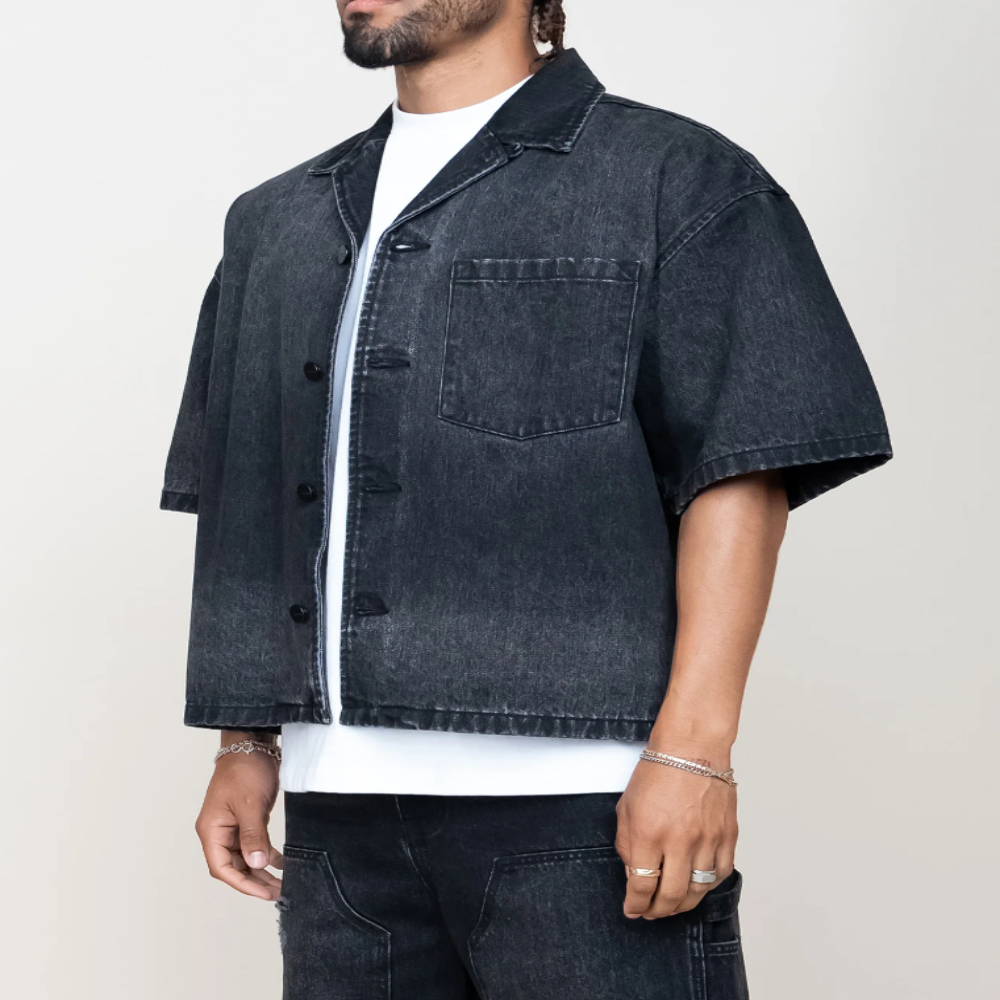 EPTM Boxy Denim Shirt (Black)