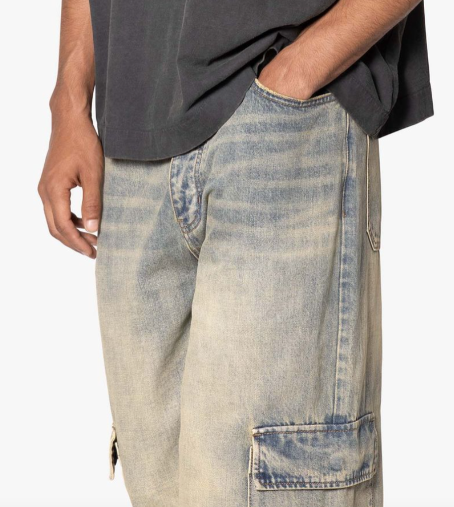 MNML Void Baggy Cargo Denim (Md Blue)