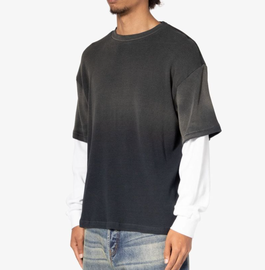 MNML Sprayed Thermal L/S Tee (Black/White)