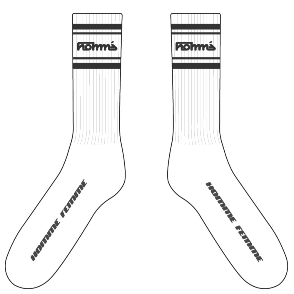 Homme + Femme Club Logo Socks (White)