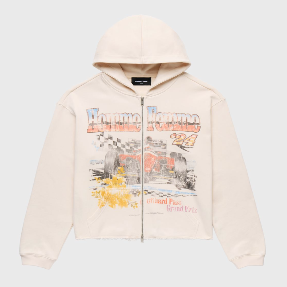 Homme + Femme Swiss Racing Zip Up (Cream)