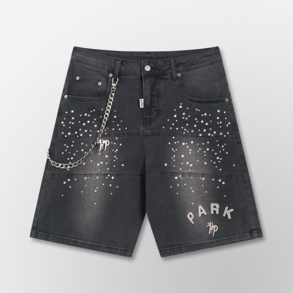 Hyde Park Studded Park Velocity Denim Short (Black)
