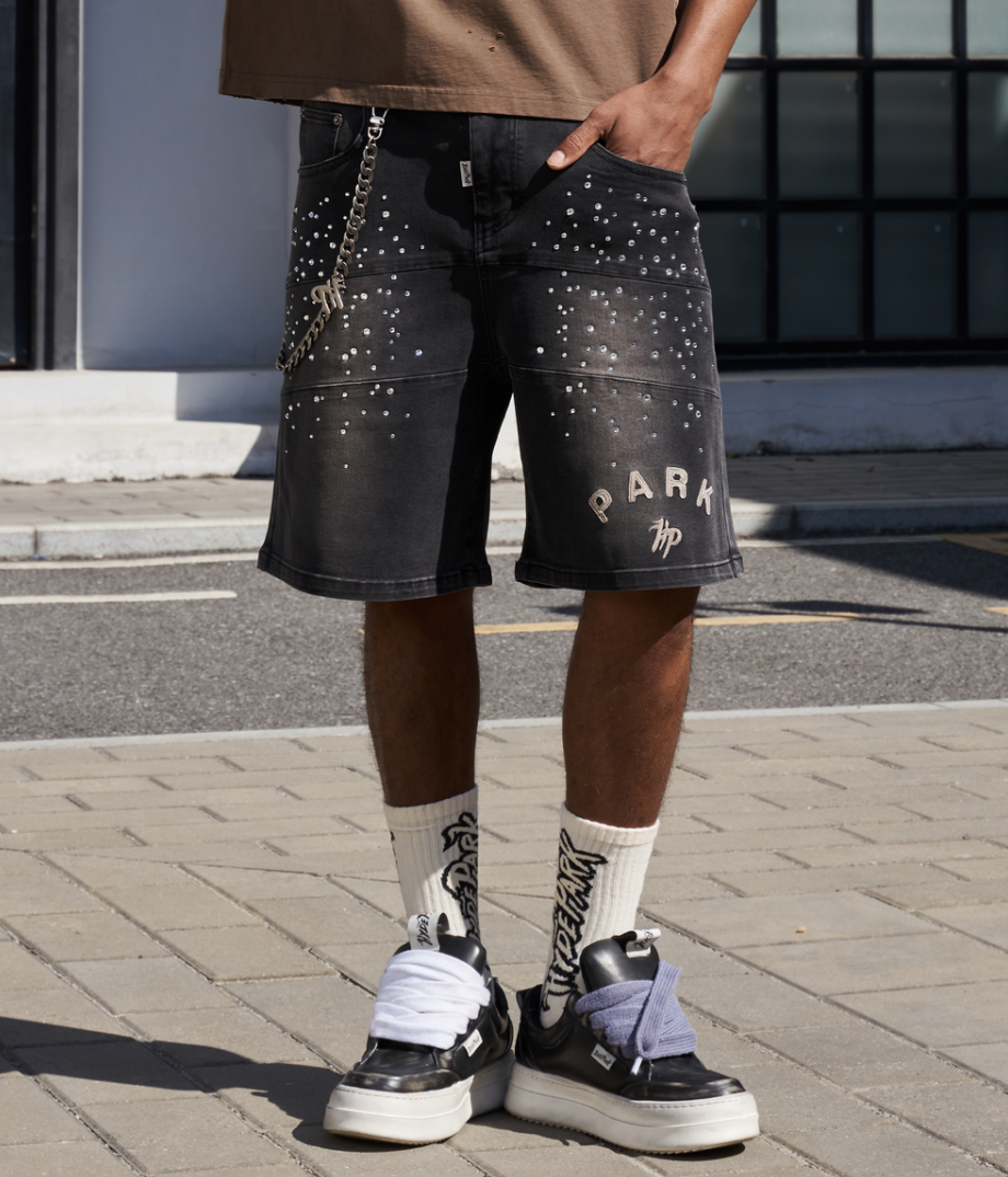 Hyde Park Studded Park Velocity Denim Short (Black)