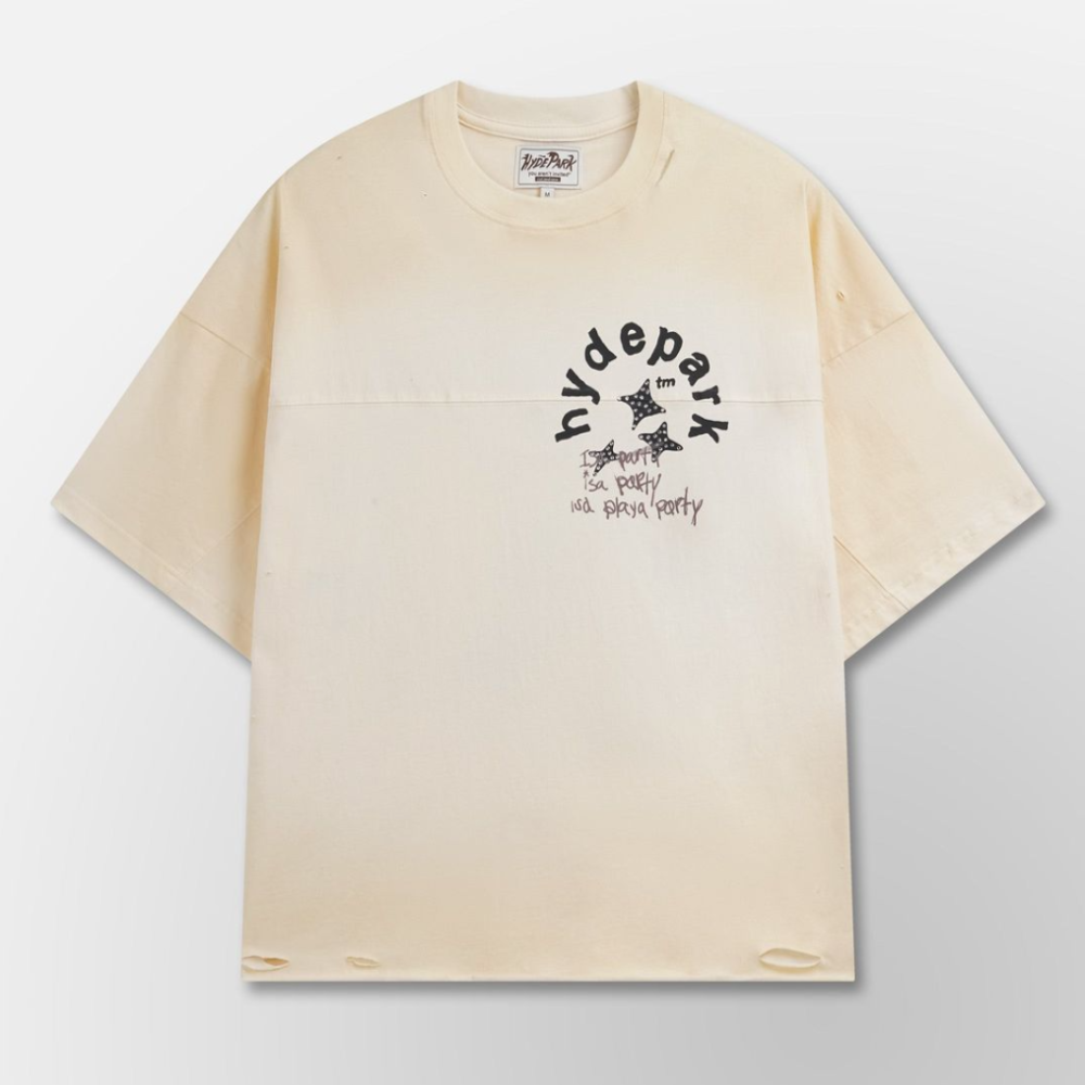 Hyde Park Aged Cotton (Double Yoke) Tee Crop (Cream)