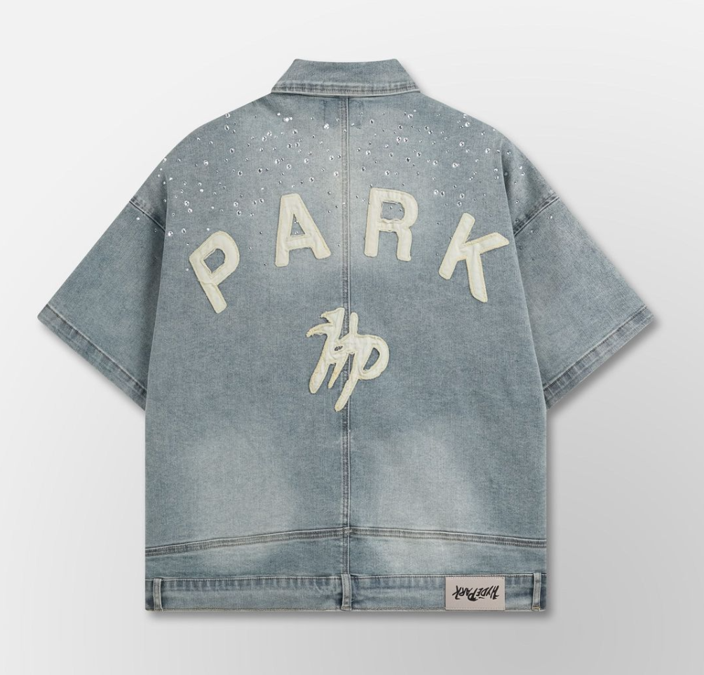 Hyde Park Studded Park Denim Work Shirt (Blue)