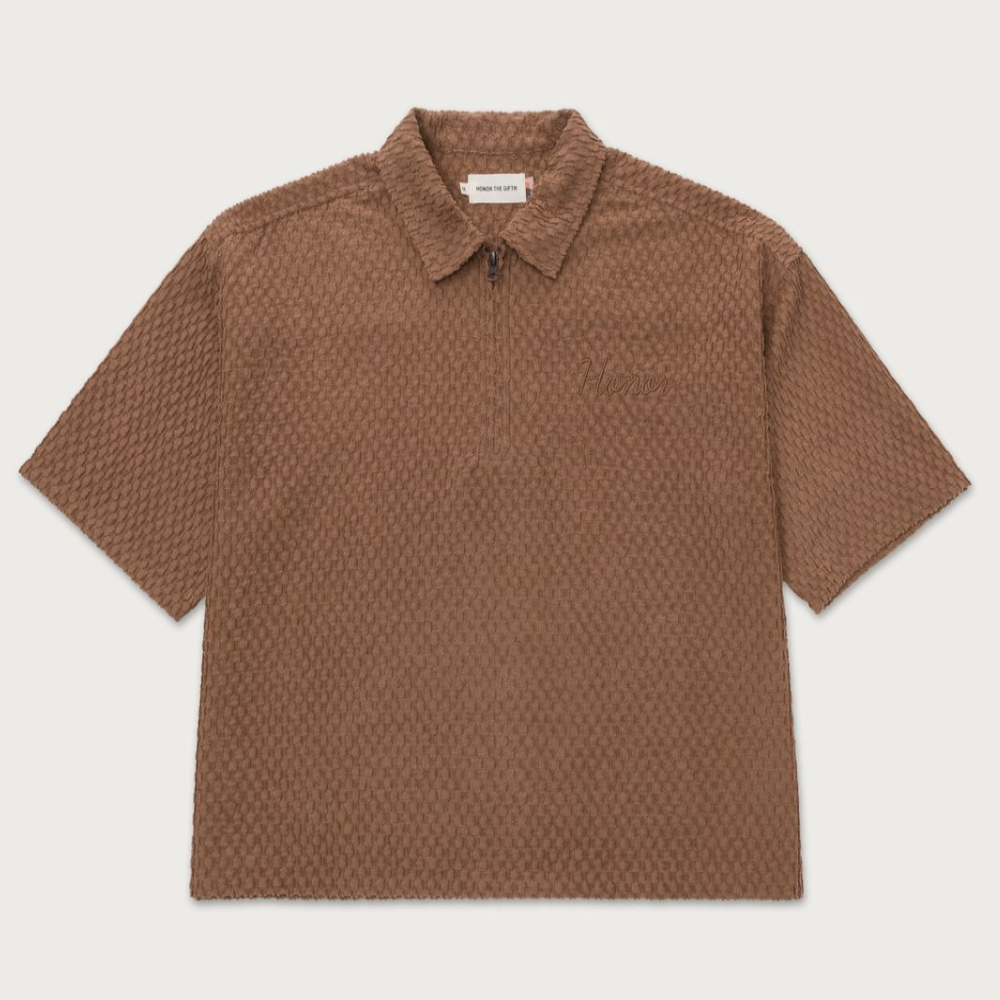 Honor The Gift Textured Knit Qtr Zip (Brown)