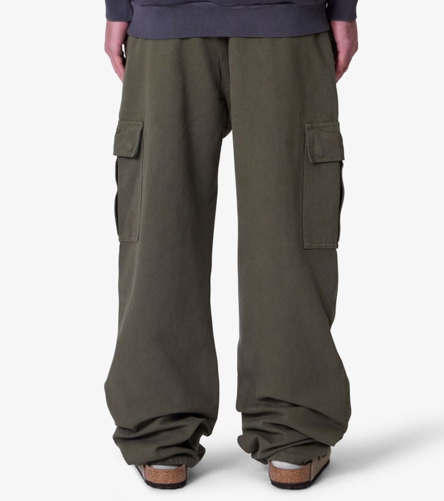 MNML Ultra Baggy Denim Cargo Pants (Olive)
