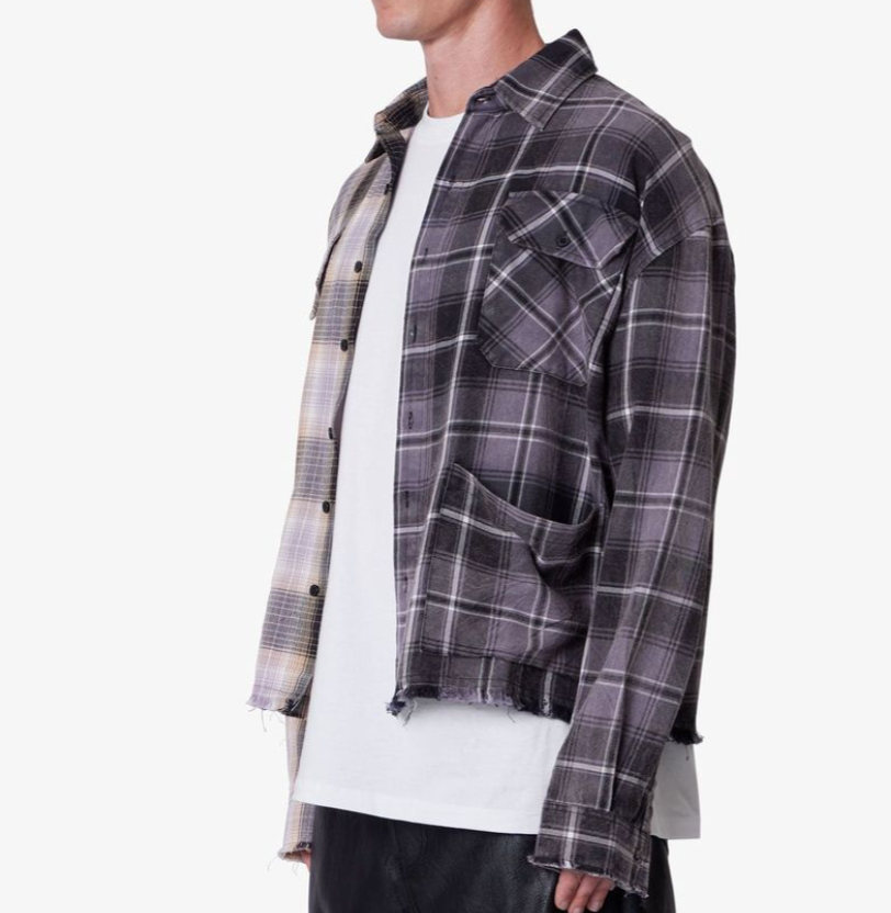 MNML Mixed Flannel Shirt (Olive/Brown)