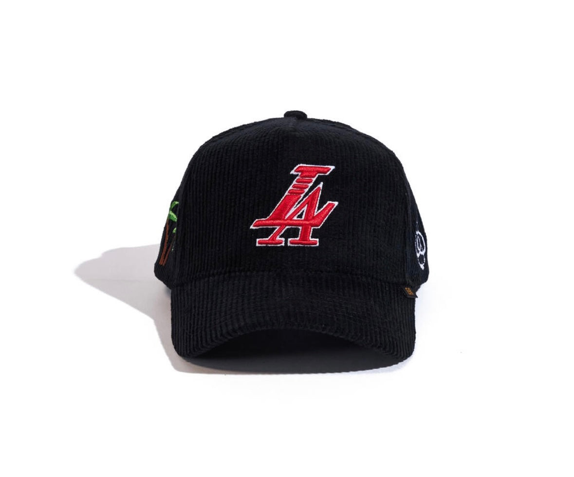 Reference paradise LA corduroy hat black/red