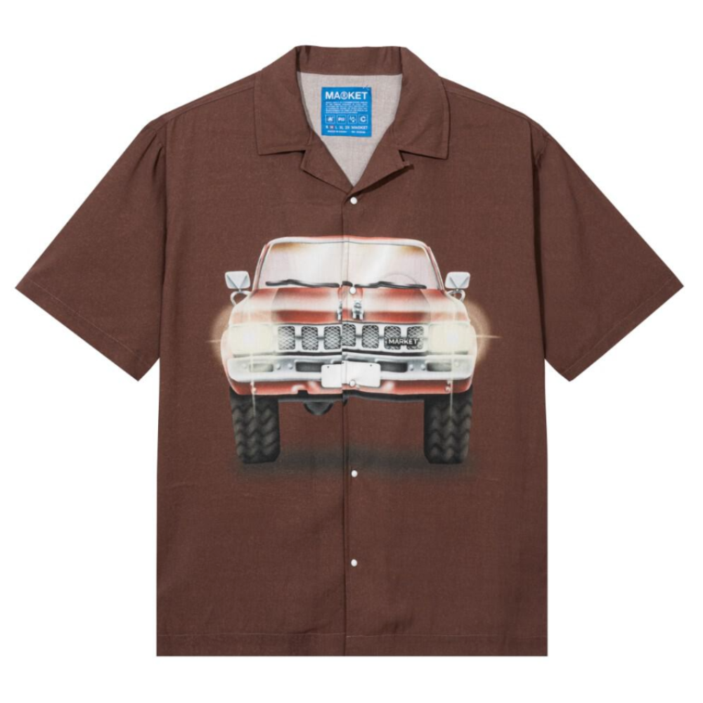 Market Keep Honking Button Up (Brown)