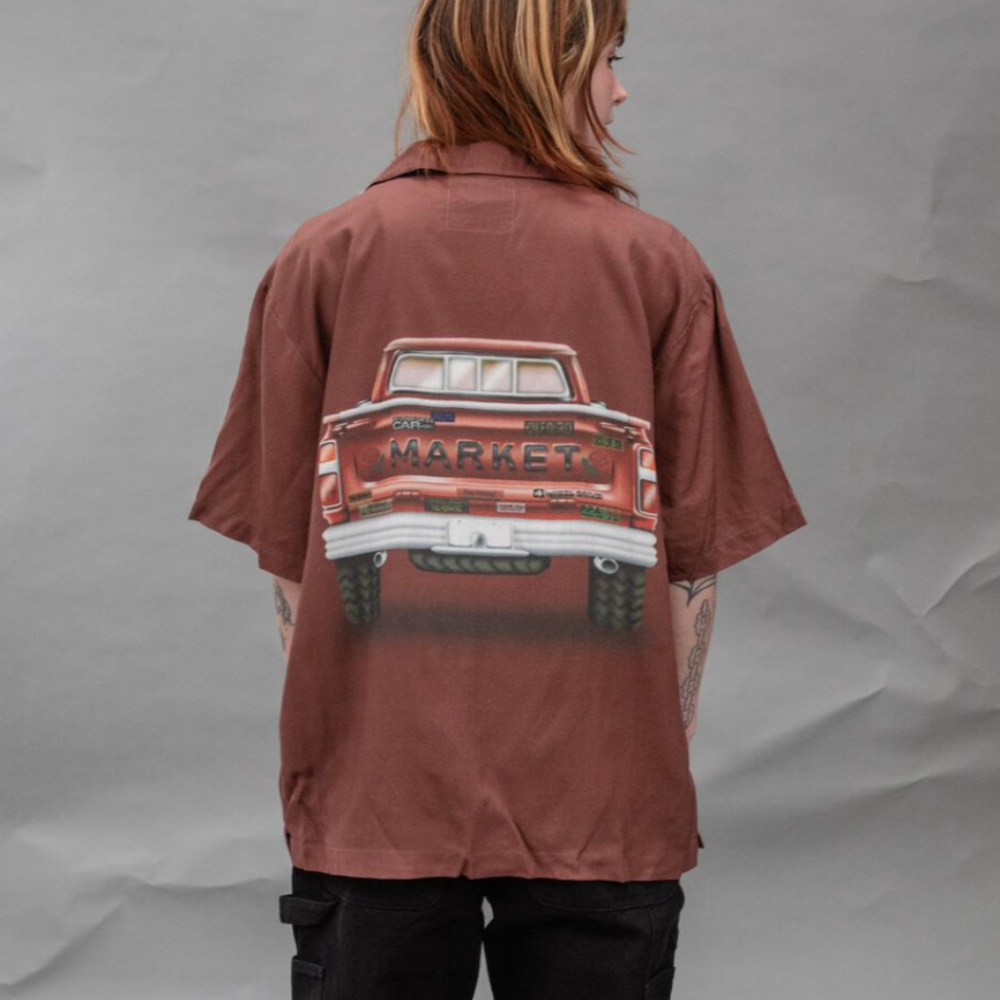 Market Keep Honking Button Up (Brown)