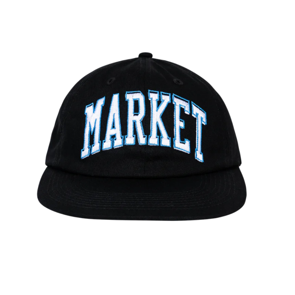 Market Offset Arc 6 Panel Hat (Black)