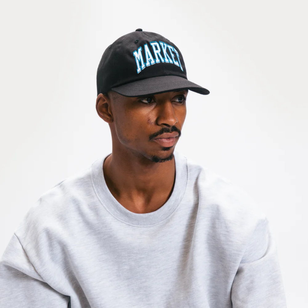 Market Offset Arc 6 Panel Hat (Black)