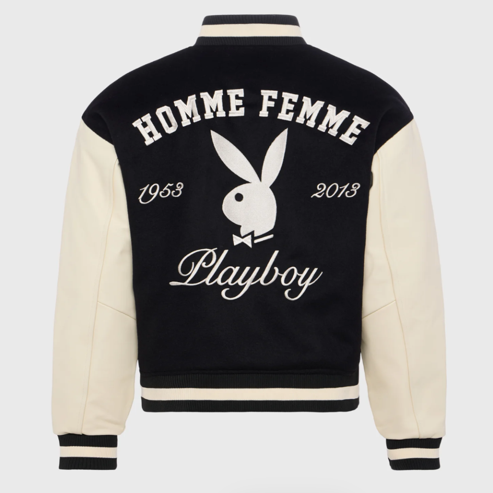 Homme + Femme x Playboy Varsity Jacket (Black/Cream)