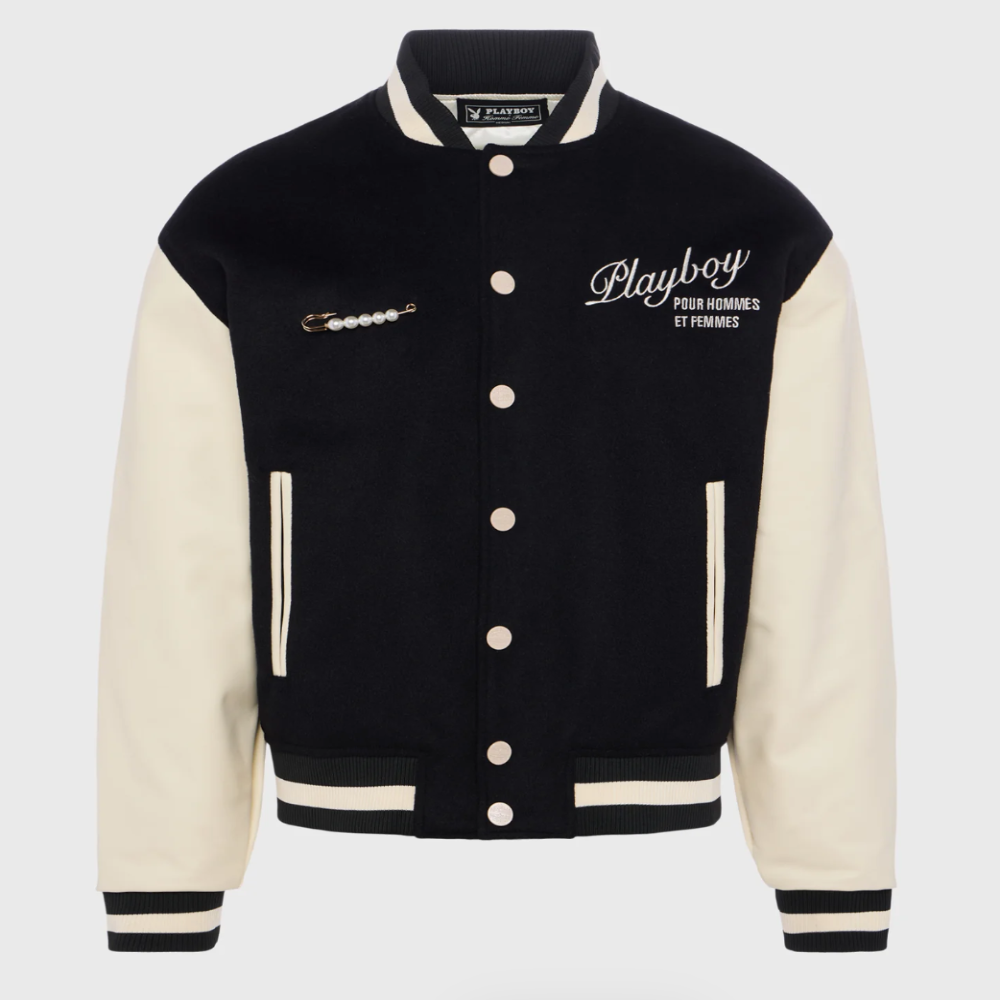 Homme + Femme x Playboy Varsity Jacket (Black/Cream)