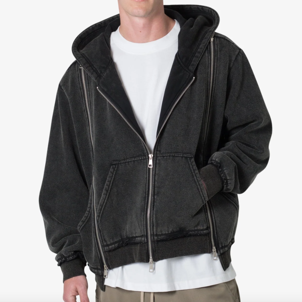 MNML Dual Zipper Hoodie (Washed Black)