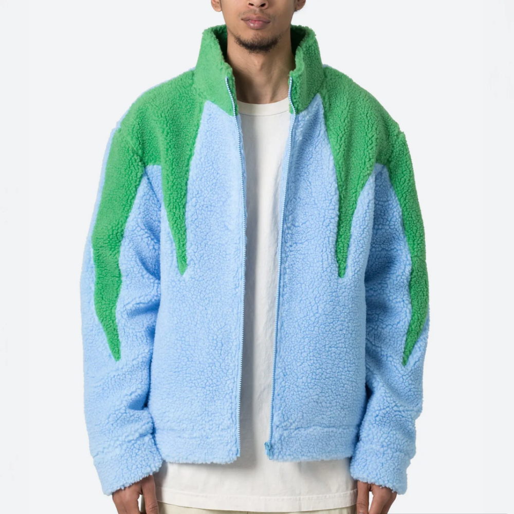 MNML Sherpa Zip Up Jacket (Blue/Green)