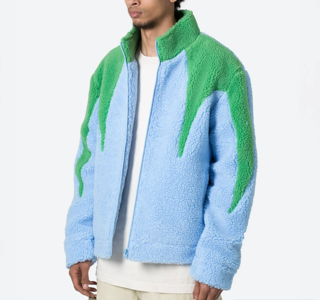 MNML Sherpa Zip Up Jacket (Blue/Green)