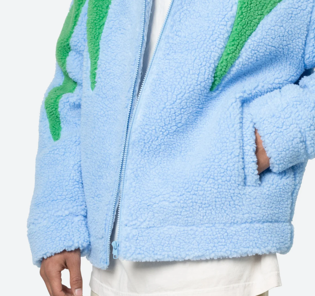 MNML Sherpa Zip Up Jacket (Blue/Green)