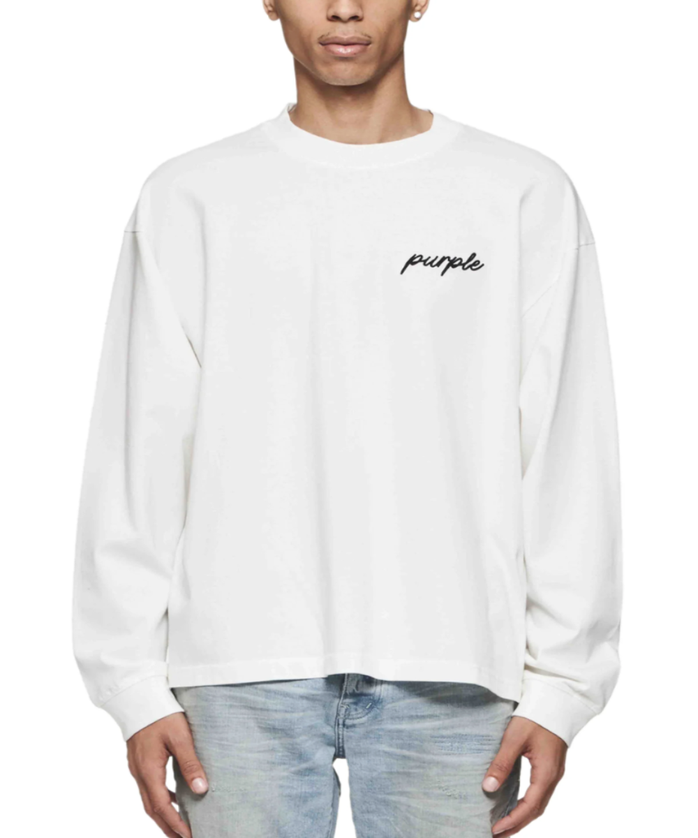 Purple Brand Oversized LS Tee (Off White)