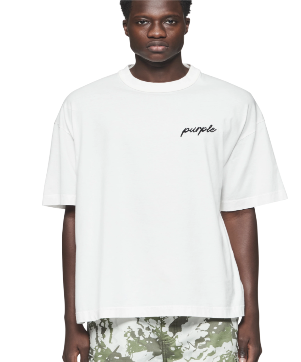 Purple Brand Oversized SS Script Tee (Off White)