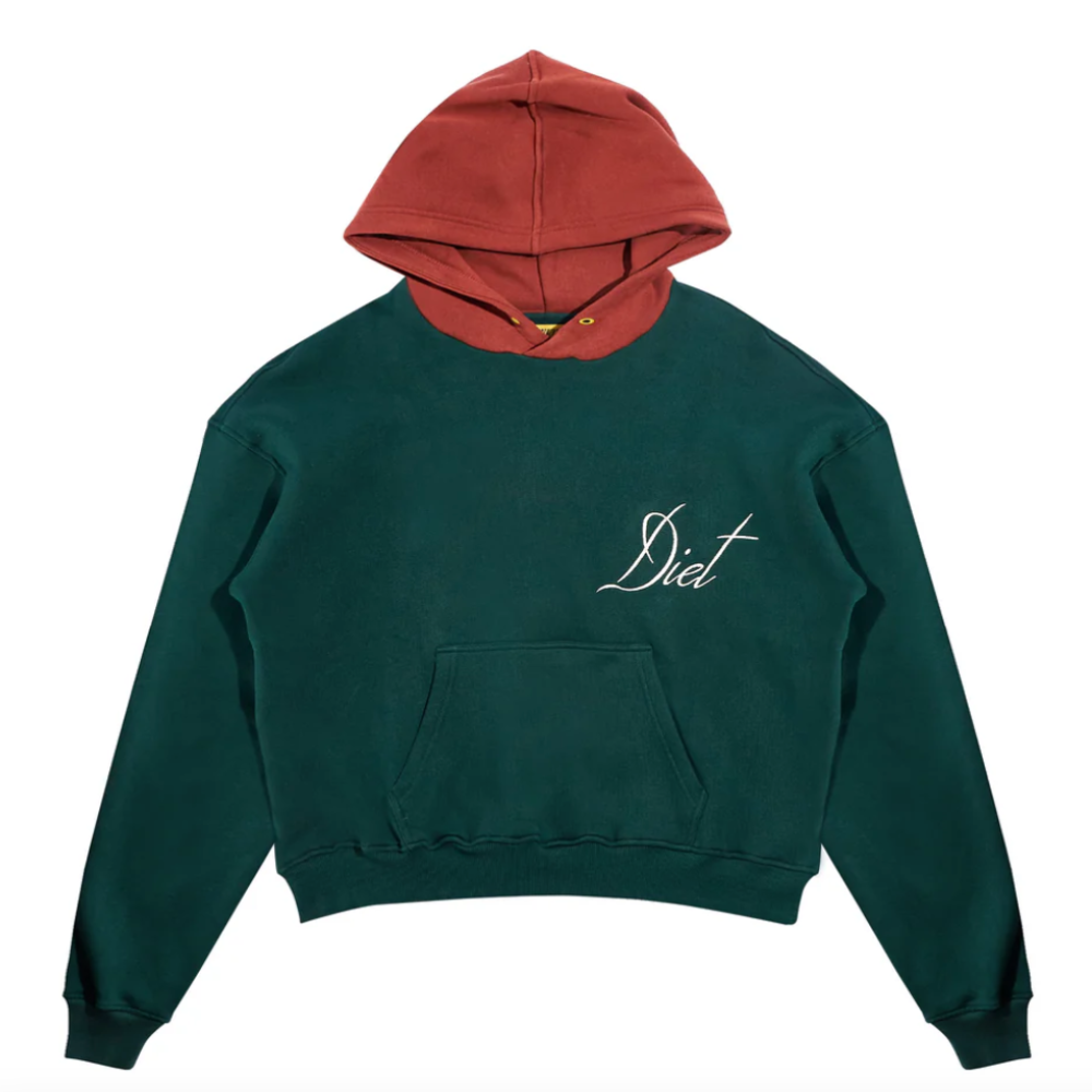 Diet Starts Monday Script Two Tone Hoodie (Green)