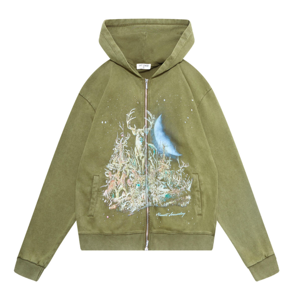 Almost Someday Bucks Zip Up Hoodie (Vintage Olive)