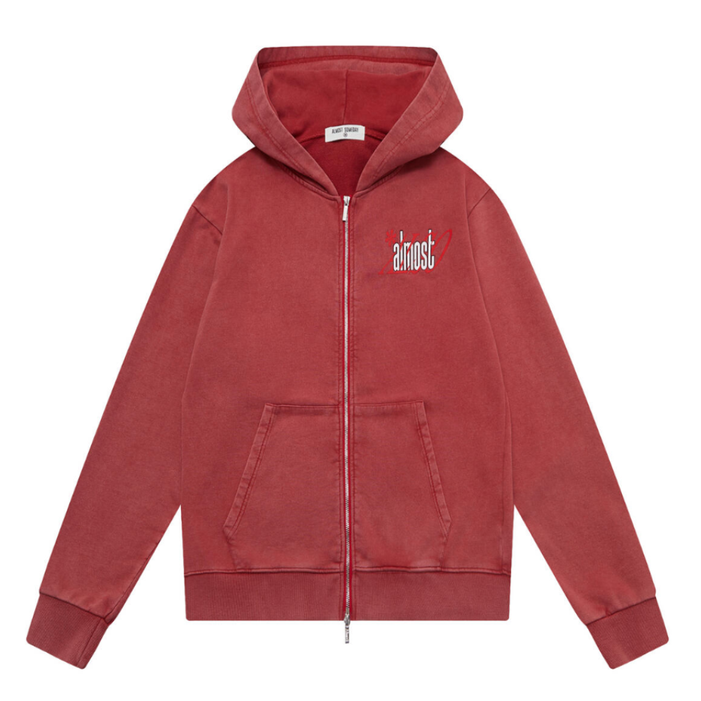 Almost Someday Reserved Zip Up Hoodie (Maroon)