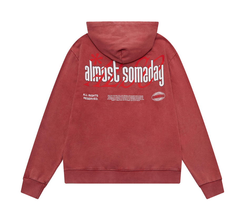 Almost Someday Reserved Zip Up Hoodie (Maroon)