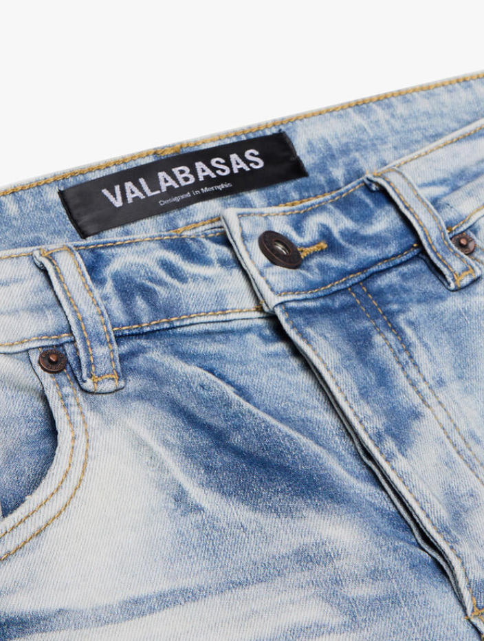 Valabasas "Streamline" Stacked Flare Jean (Lt Blue)