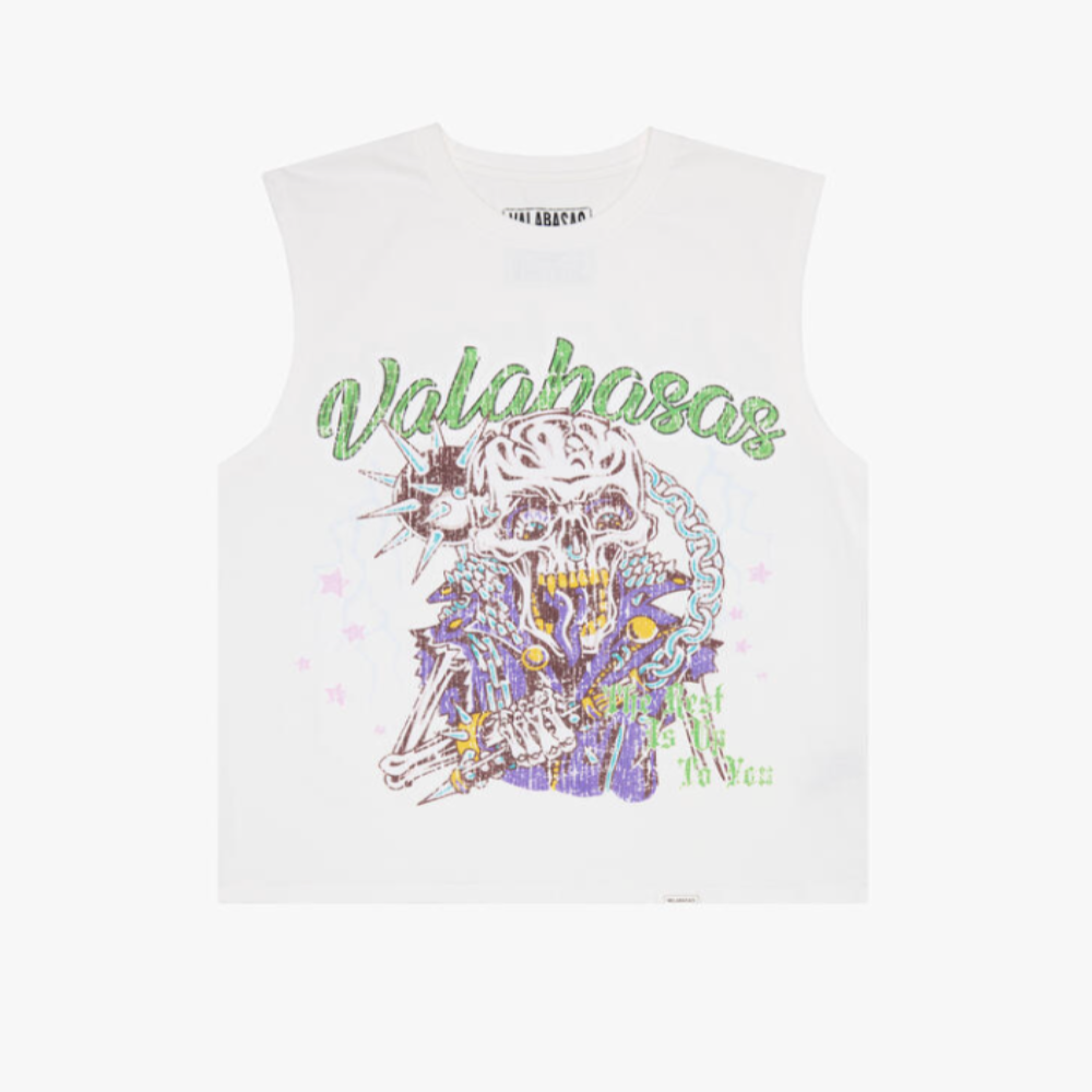 Valabasas "Rested" Vintage Cut Off Tee (White)