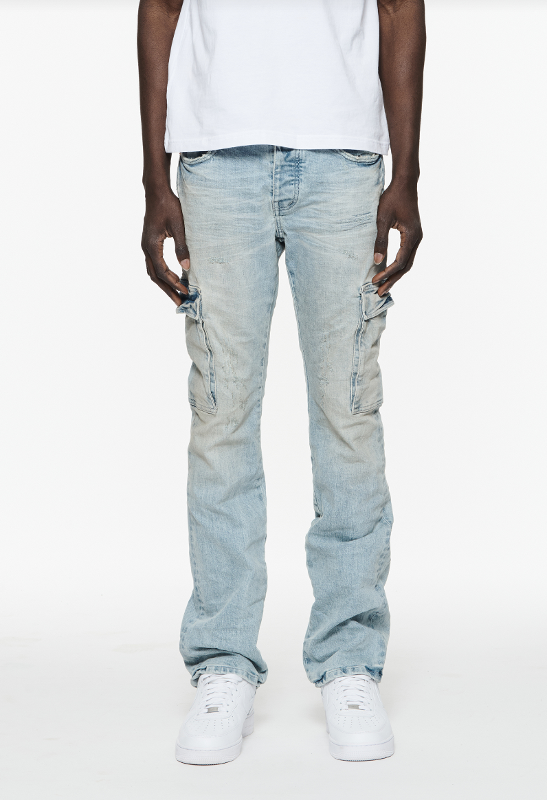 Purple Brand Worn Light Indigo Cargo Denim