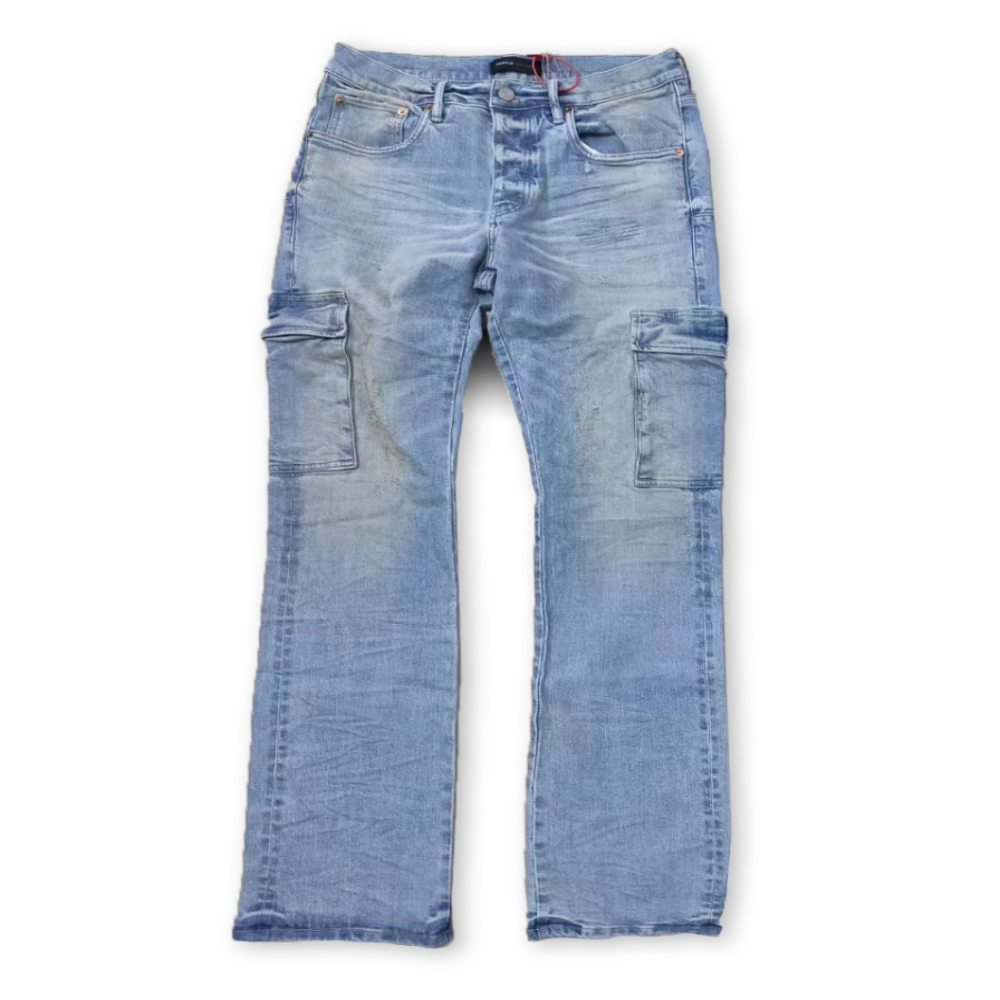 Purple Brand Worn Light Indigo Cargo Denim