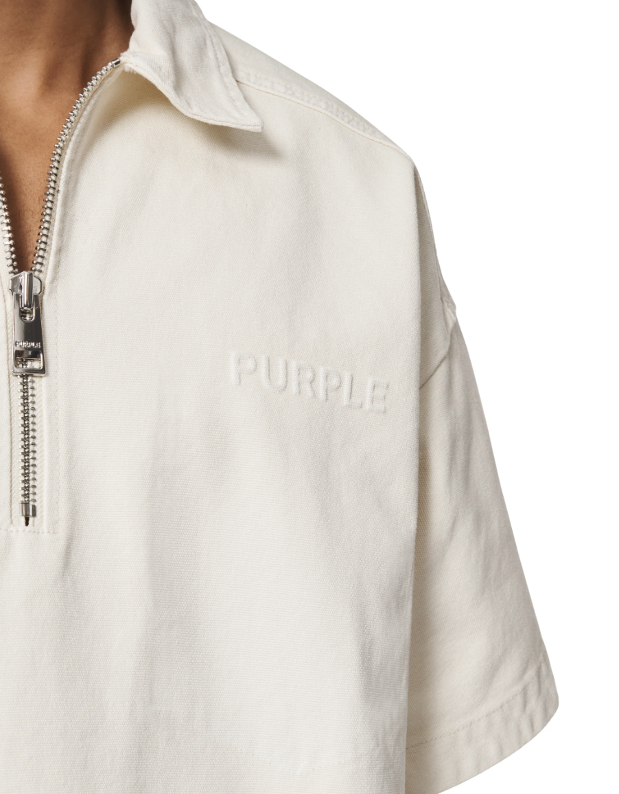 Purple Brand Oversize Ss Zip Up (Off White)