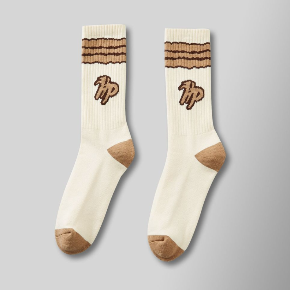 Hyde Park Wavy Sock (Cream/Brown)