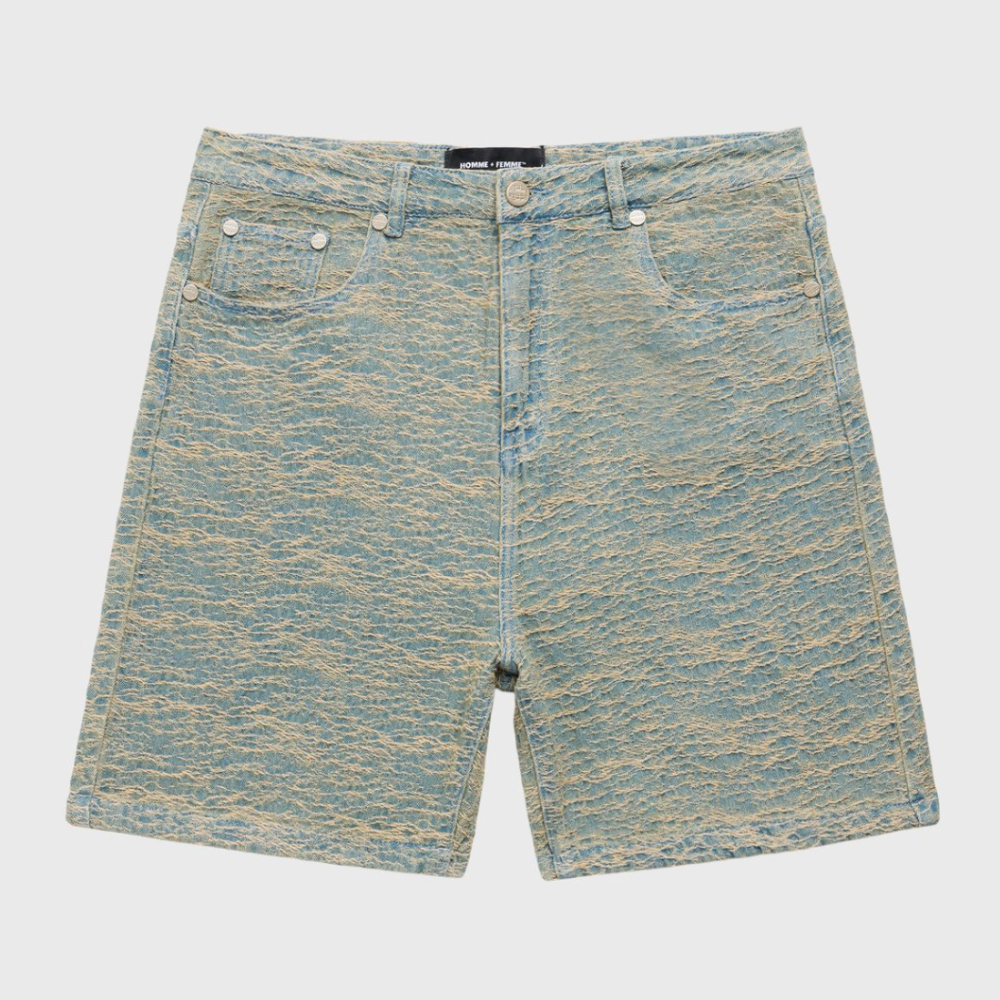 Homme + Femme Jaquard Denim Shorts (Green)