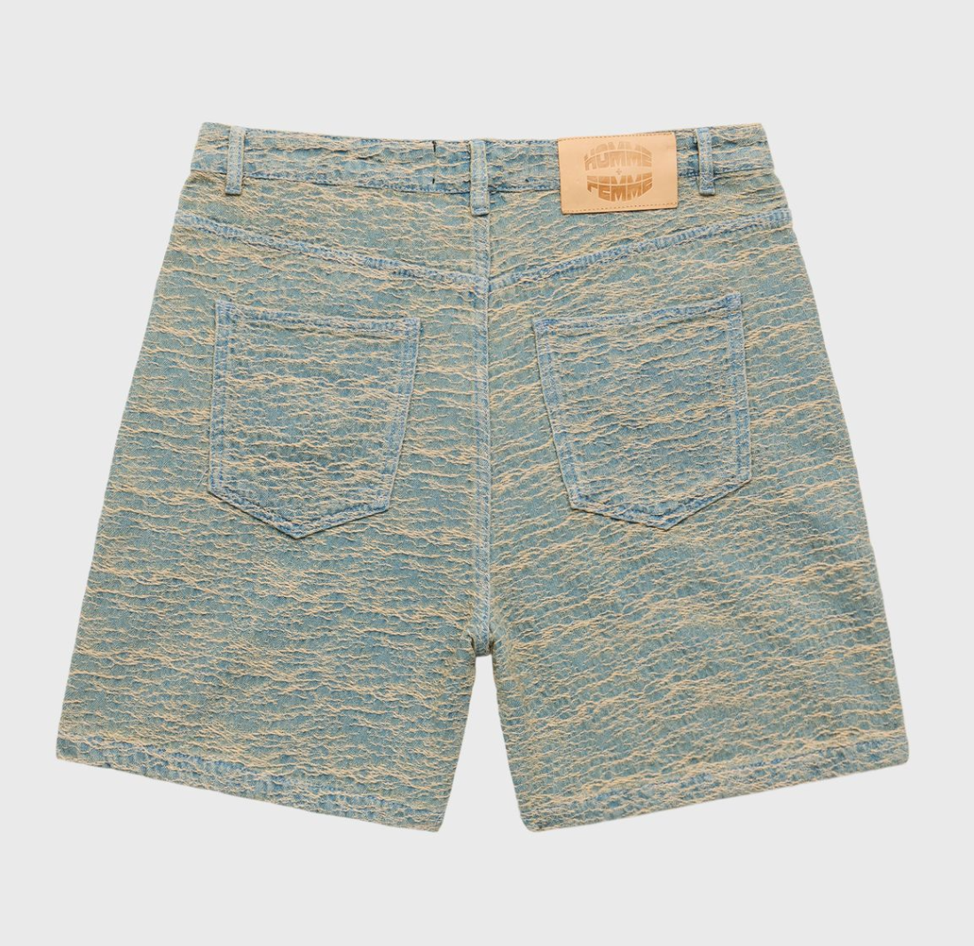 Homme + Femme Jaquard Denim Shorts (Green)