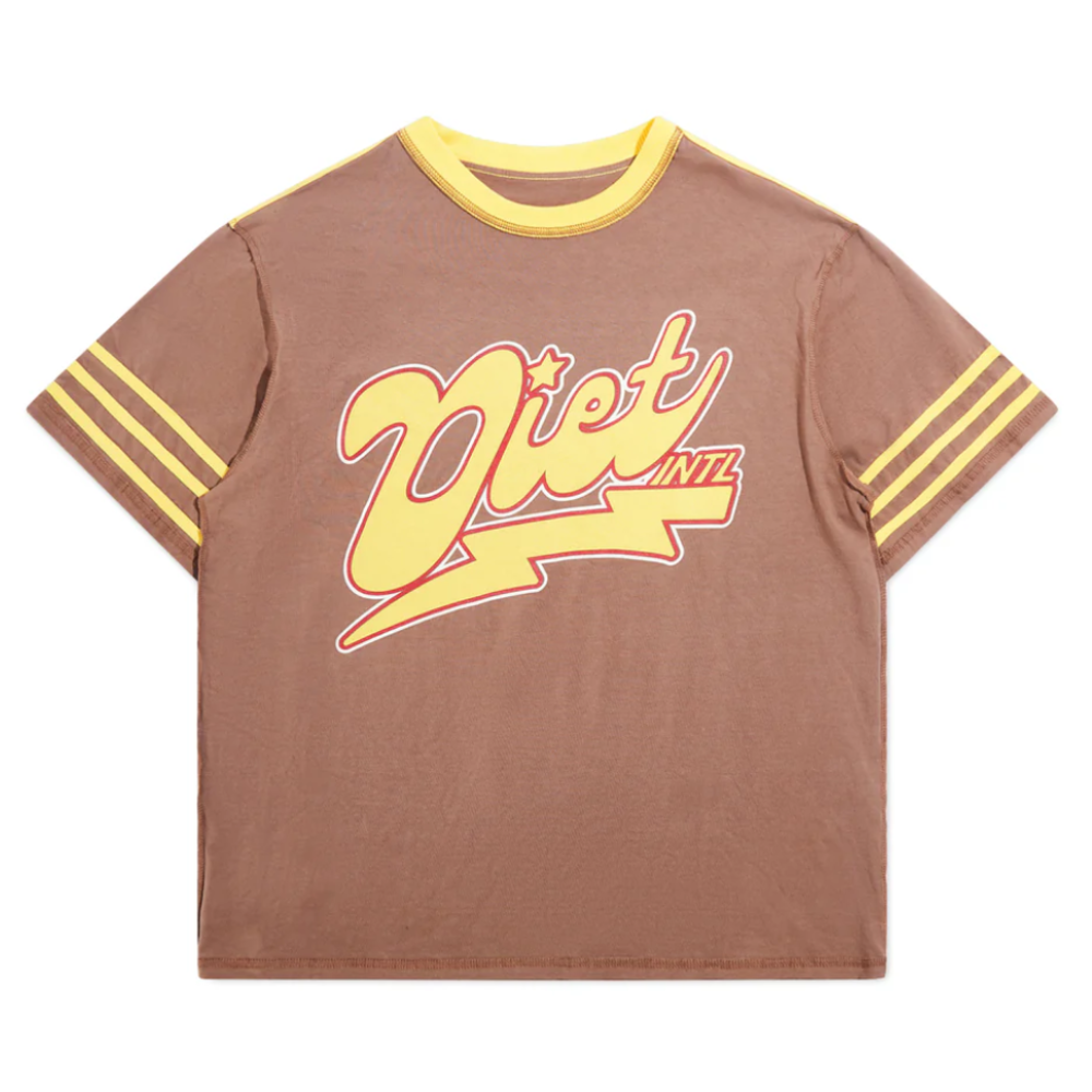 Diet Starts Monday Striped Bolt Tee (Brown/Yellow)