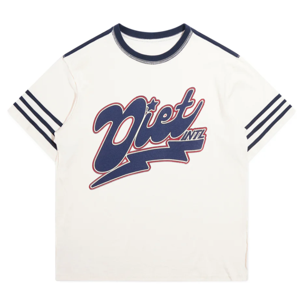 Diet Starts Monday Striped Bolt Tee (White/Navy)