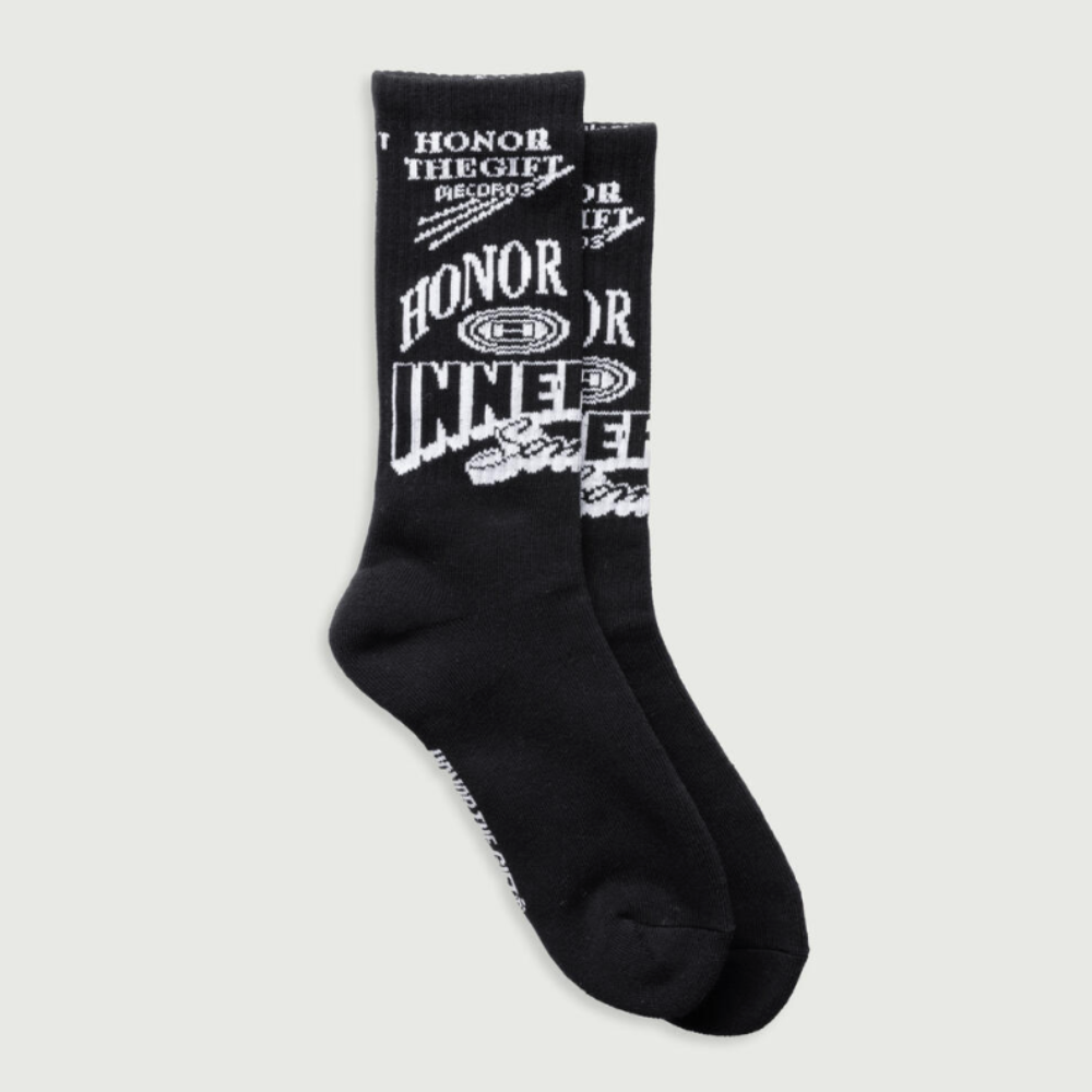 Honor The Gift Mixed Graphic Ribbed Sock (Black)