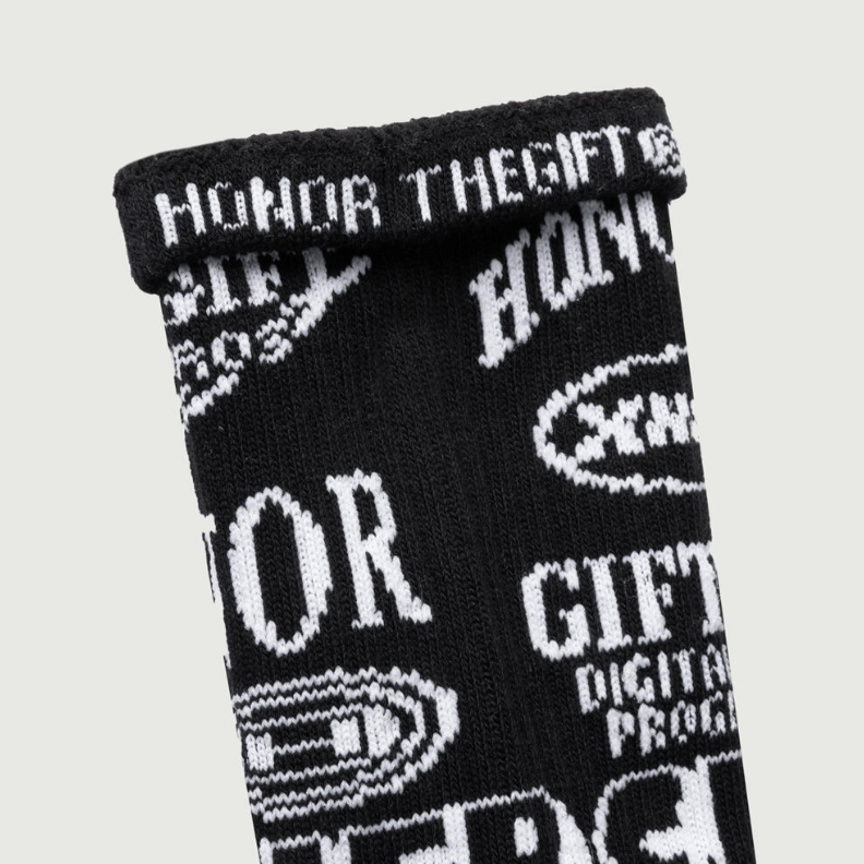 Honor The Gift Mixed Graphic Ribbed Sock (Black)