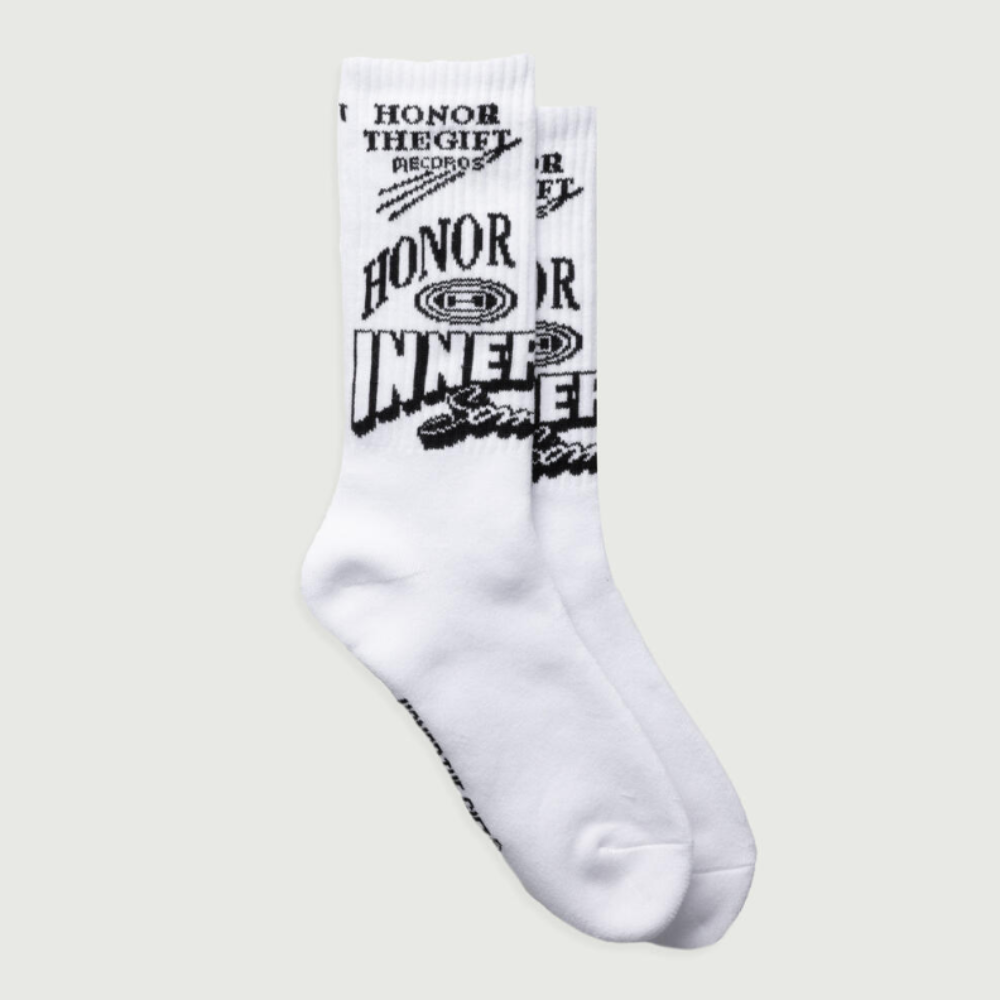 Honor The Gift Mixed Graphic Ribbed Sock (White)