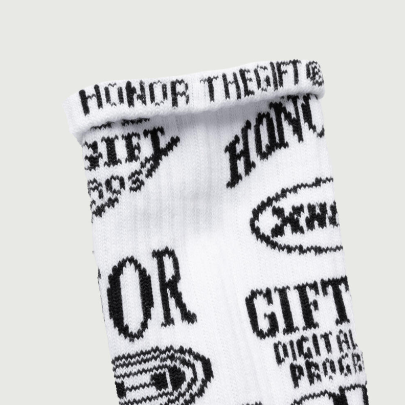 Honor The Gift Mixed Graphic Ribbed Sock (White)