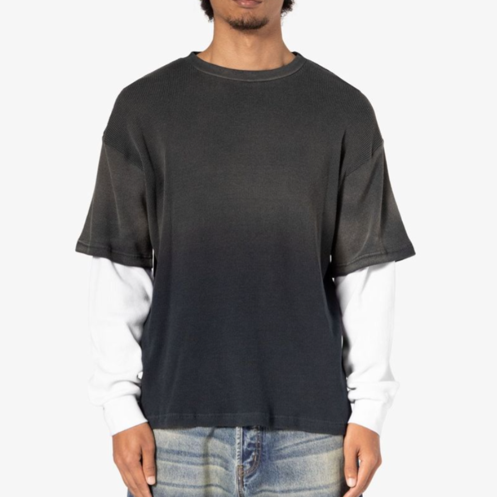 MNML Sprayed Thermal L/S Tee (Black/White)