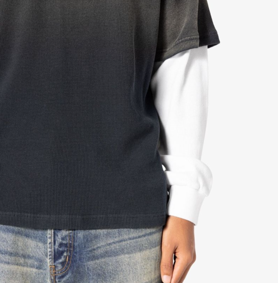 MNML Sprayed Thermal L/S Tee (Black/White)