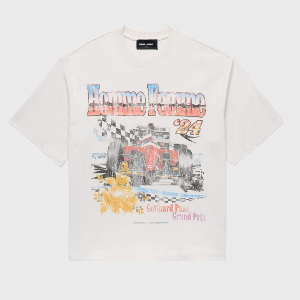 Homme + Femme Swiss Racing Cropped Tee (White)