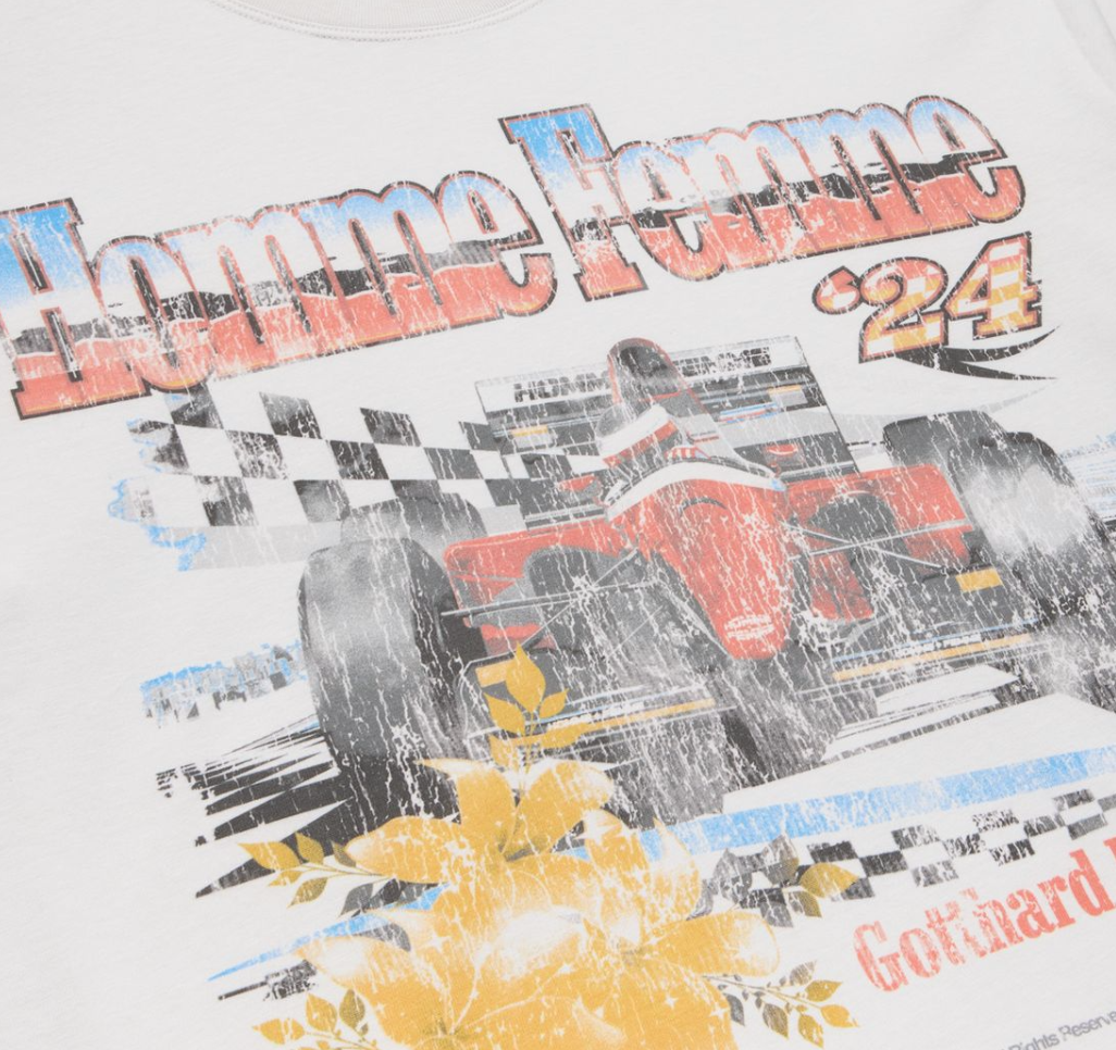 Homme + Femme Swiss Racing Cropped Tee (White)