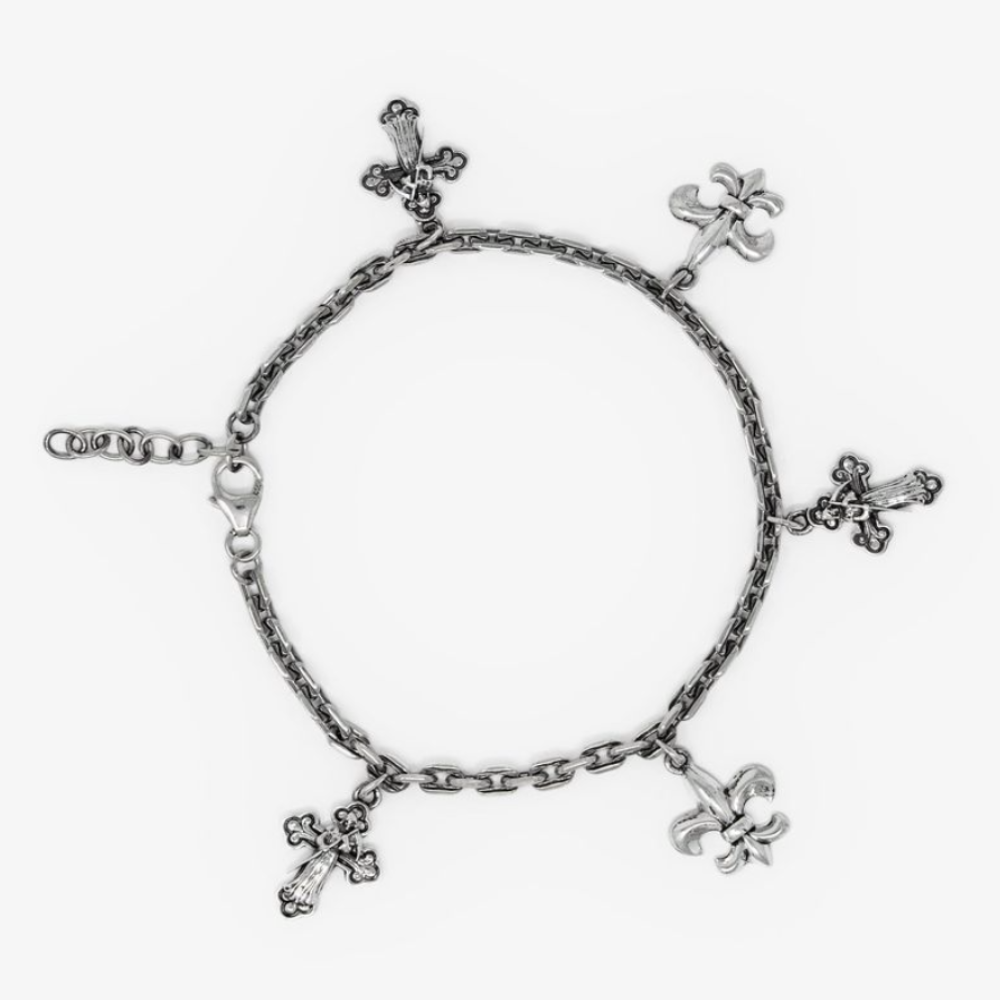 MNML Gothic Sterling Silver Charm Bracelet
