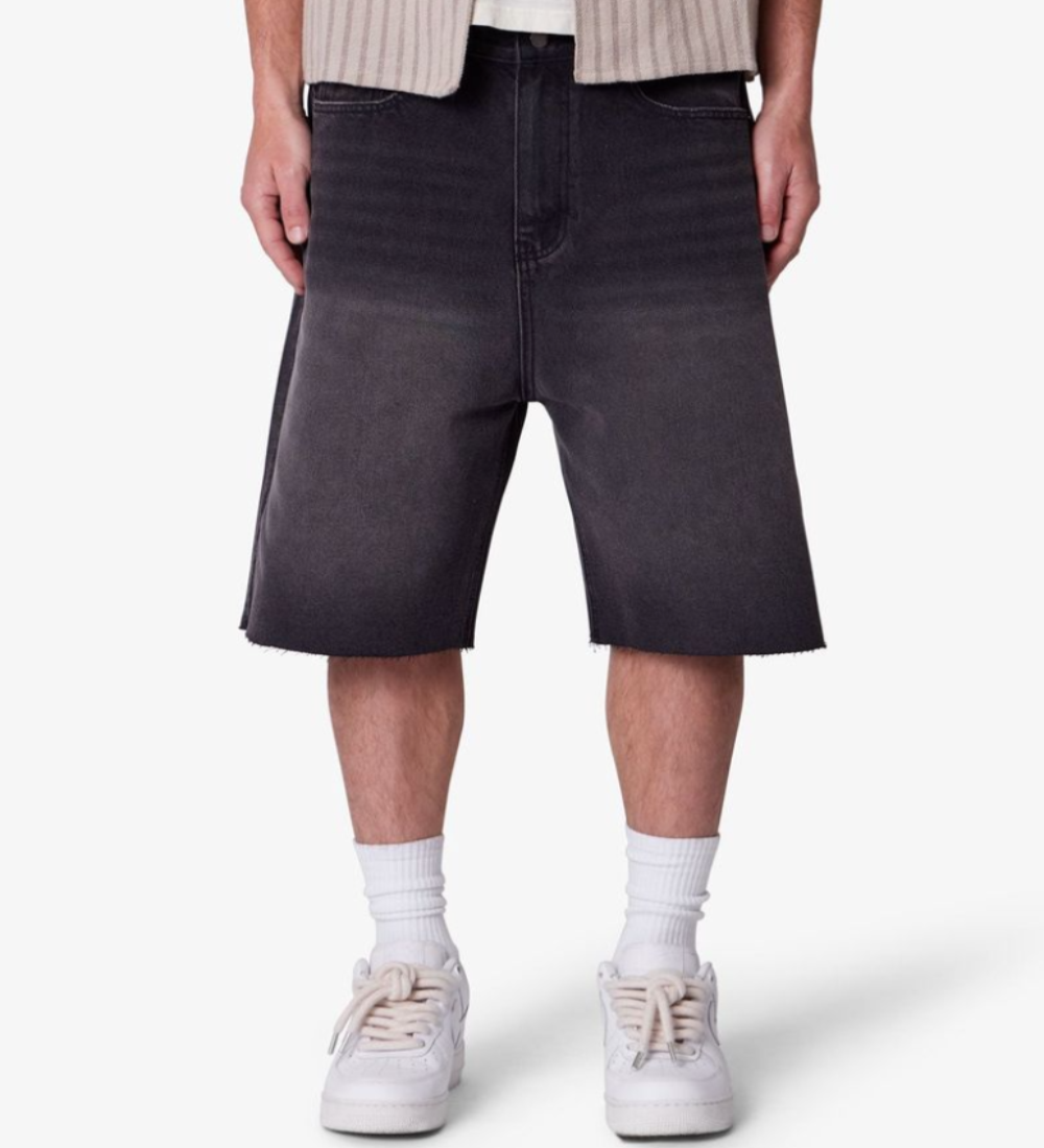 MNML Baggy Cutoff Denim Shorts (Washed Black)