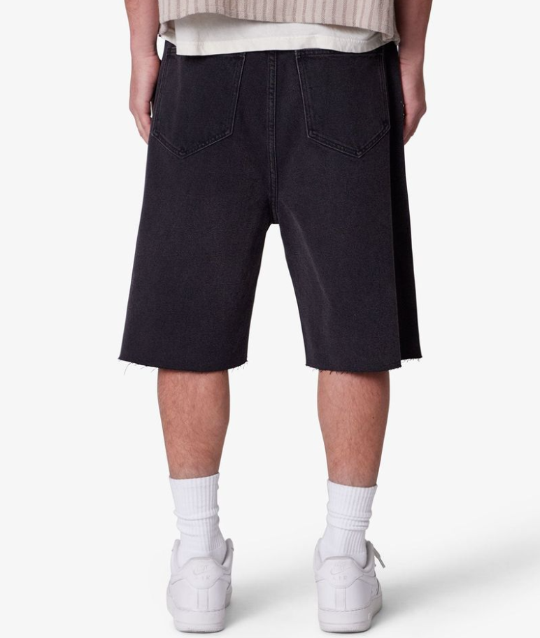 MNML Baggy Cutoff Denim Shorts (Washed Black)